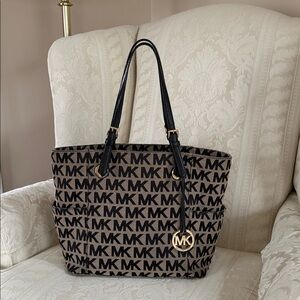 Michael Kors Black and Brown MK Tote